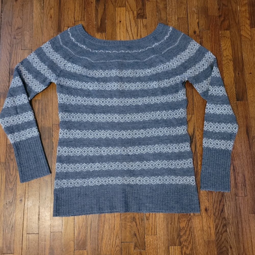 Banana Republic Grey & White Extra Fine Merino Wool & Alpaca Sweater L